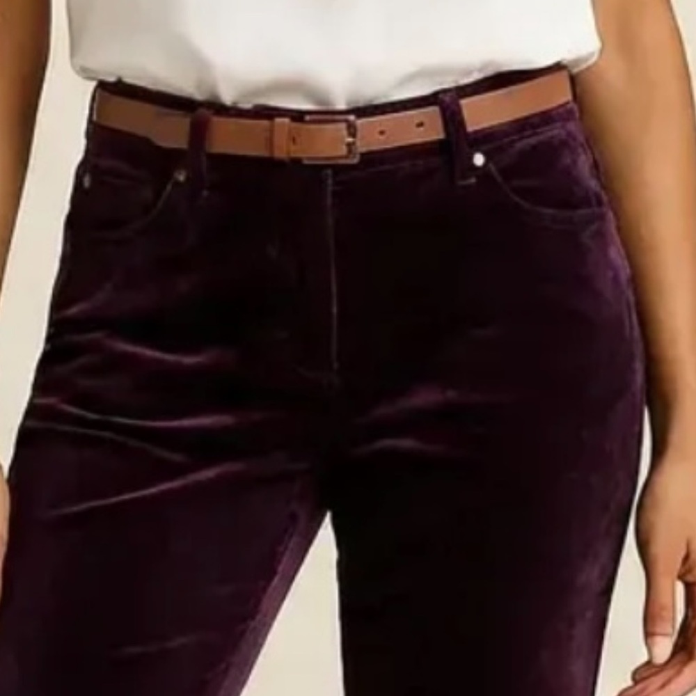 Vtg Ralph‎ Lauren Velvet Cigarette Pants Wine  Size 2 Straight Leg Dark Academia